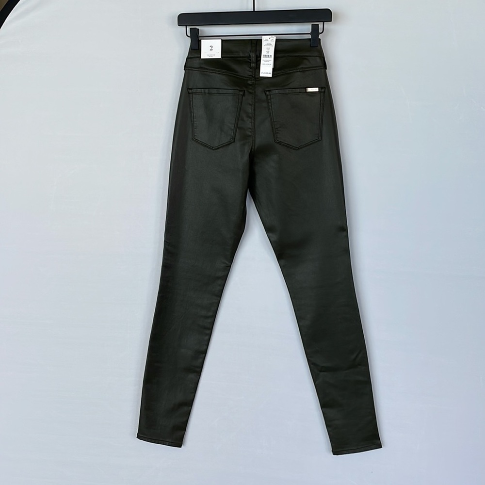 NWT WHBM MidRise Coated Moto Skinny Green 2R - Picture 6 of 16